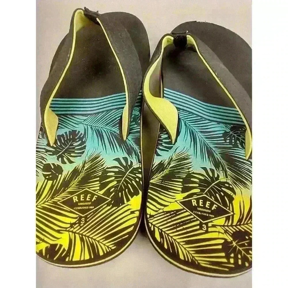 Reef Boys Kids Pool Beach Flip Flops Thongs Sandals Blue Aqua Green 3 US - Picture 5 of 7